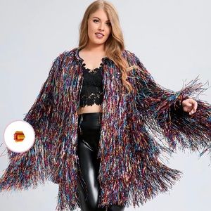 New with tags multi-color fringe jacket